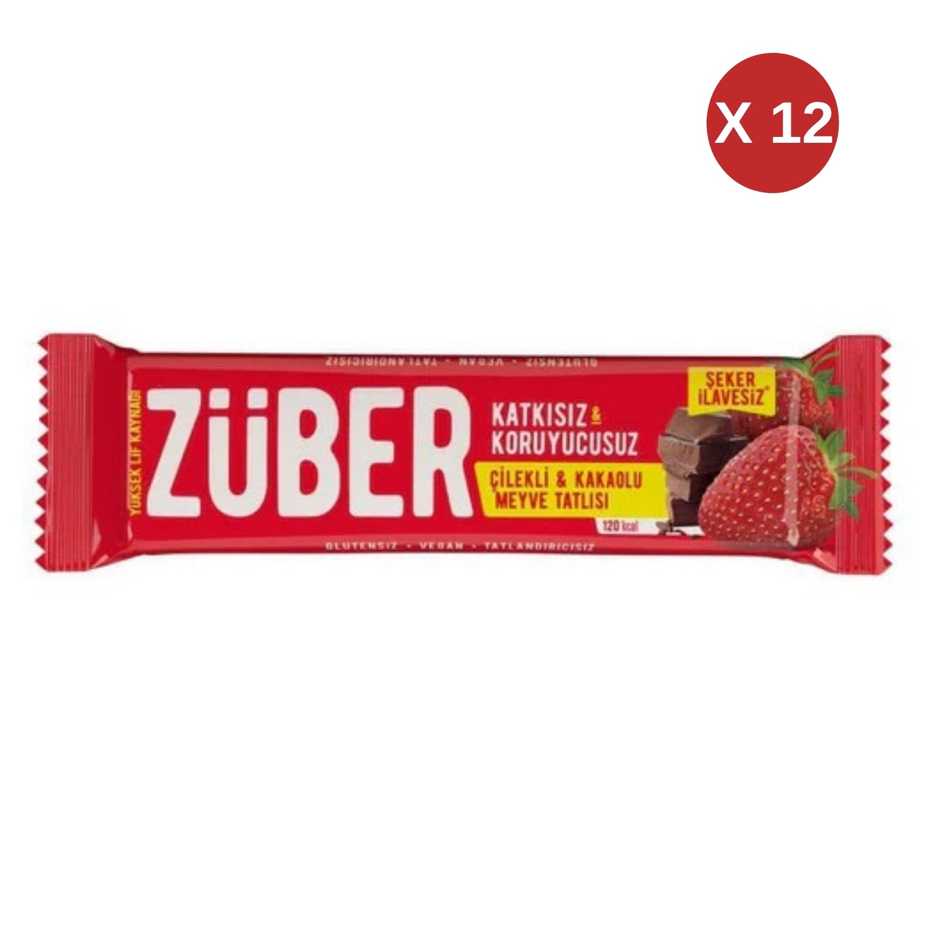  ZÜBER Çilekli ve Kakaolu Meyve Bar 40gr 12 ADET