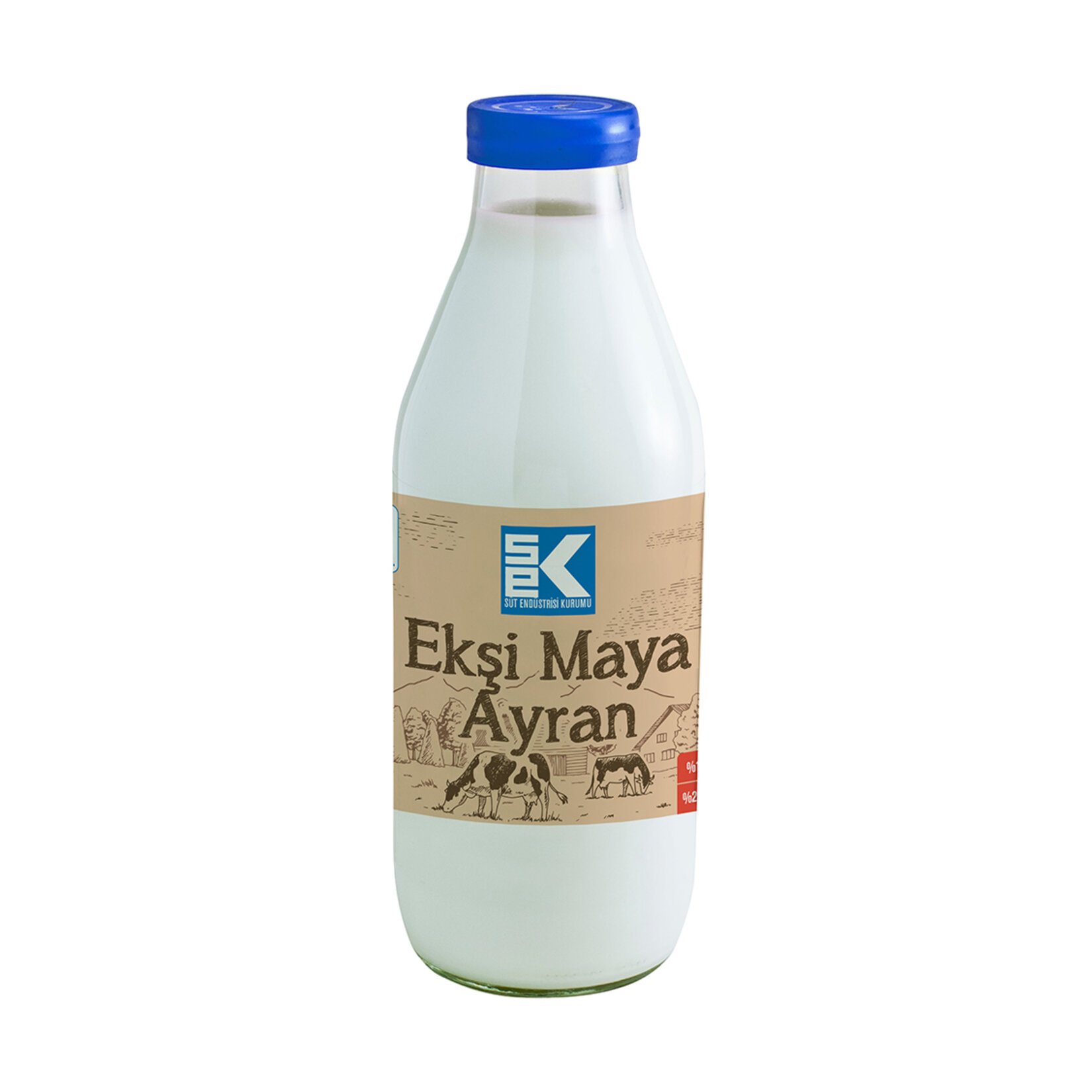 SEK 1 LİTRE CAM ŞİŞE EKŞİ MAYA AYRAN 12 ADET (1 KOLİ)