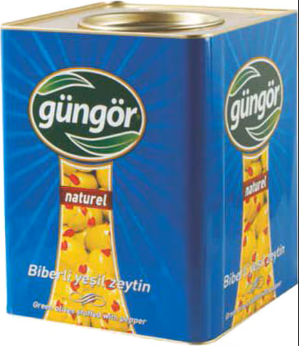 GÜNGÖR 201-230 BİBER PASTA DOLGULU YEŞİL ZEYTİN 10 KG