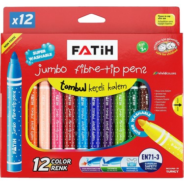 FATiH YIK. JUMBO KEÇELİ BOYA KALEMİ 12 RENK