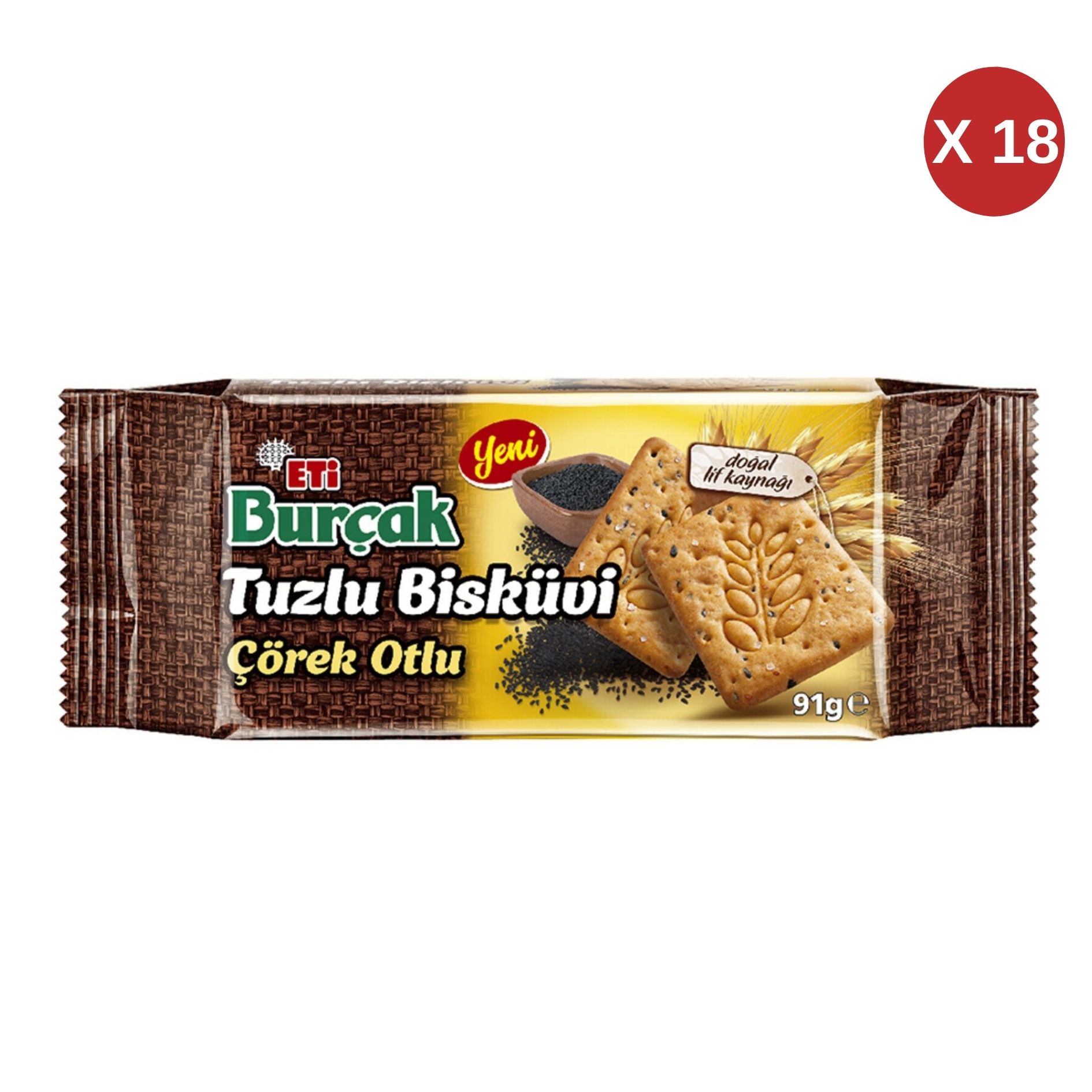 ETİ BURÇAK TUZLU ÇÖREKOTLU 91 GR ( 18 ADET )